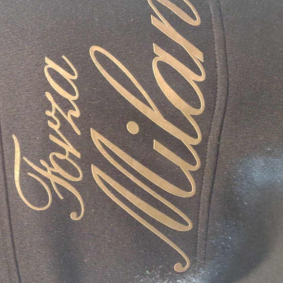 💋 Addias Jacket Womens Medium Forza Milan Full Zip Black Gold Stitched Patched - Picture 7 of 7